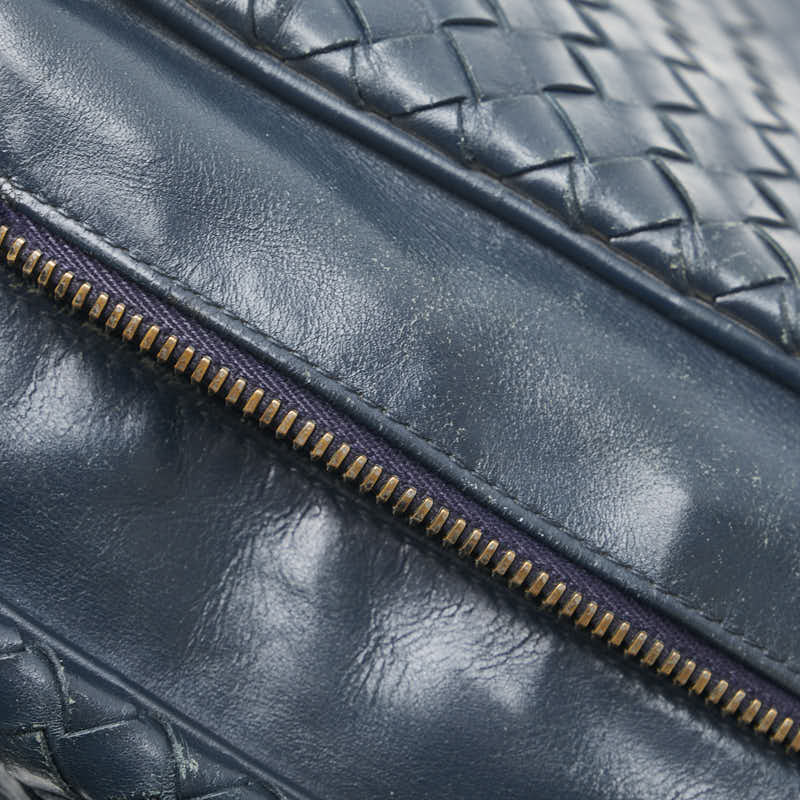 ボッテガヴェネタ イントレチャート 斜め掛け ショルダーバッグ ネイビー レザー レディース BOTTEGAVENETA 【中古】