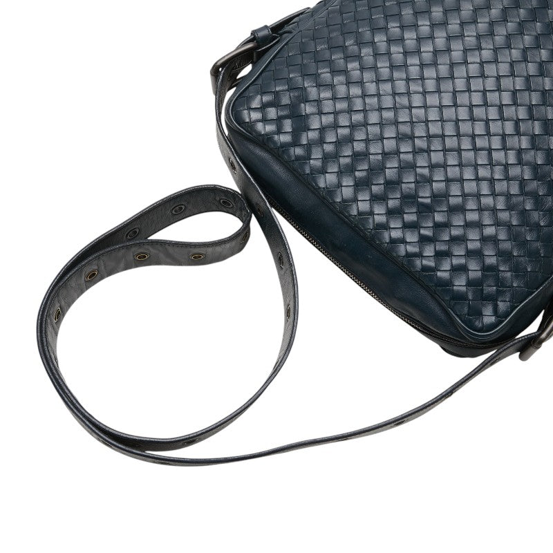 ボッテガヴェネタ イントレチャート 斜め掛け ショルダーバッグ ネイビー レザー レディース BOTTEGAVENETA 【中古】