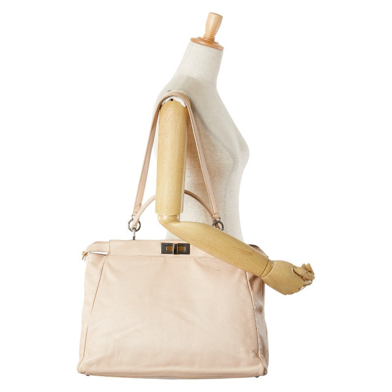 フェンディ ピーカブー ラージ ハンドバッグ ショルダーバッグ 2WAY 8BN210 ピンクベージュ レザー レディース FENDI 【中古】