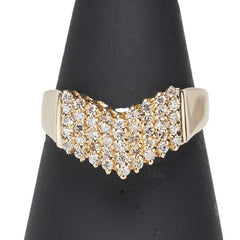 K18YG イエローゴールド ダイヤ0.30ct V字 リング 指輪 レディース 12号 【中古】