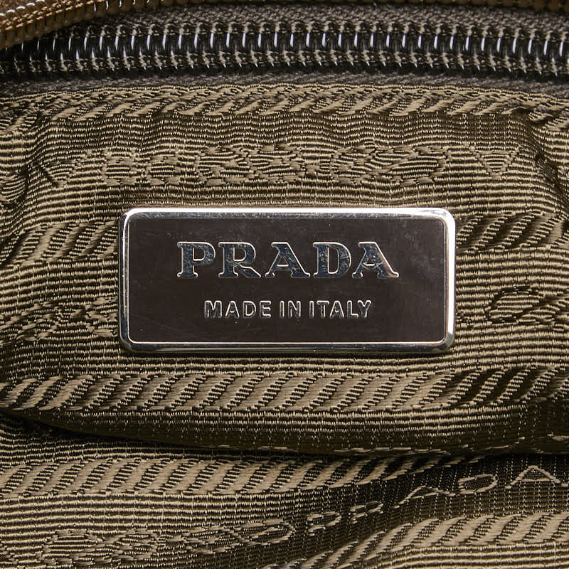 プラダ 三角ロゴプレート トートバッグ ショルダーバッグ 2WAY ブラウン ナイロン レザー レディース PRADA 【中古】