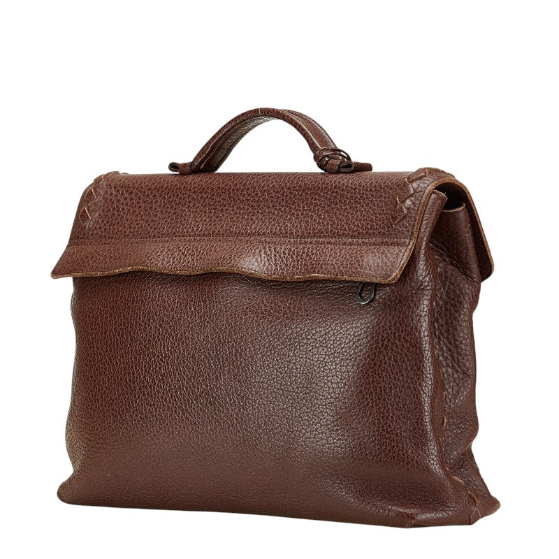ボッテガヴェネタ イントレチャート ビジネスバッグ ブリーフケース ブラウン レザー メンズ BOTTEGAVENETA 【中古】