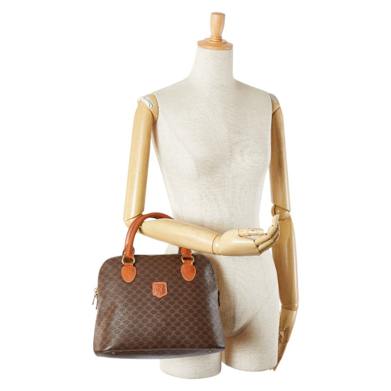 セリーヌ マカダム ハンドバッグ ブラウン PVC レザー レディース CELINE 【中古】