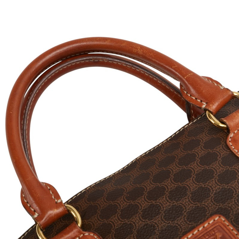 セリーヌ マカダム ハンドバッグ ブラウン PVC レザー レディース CELINE 【中古】