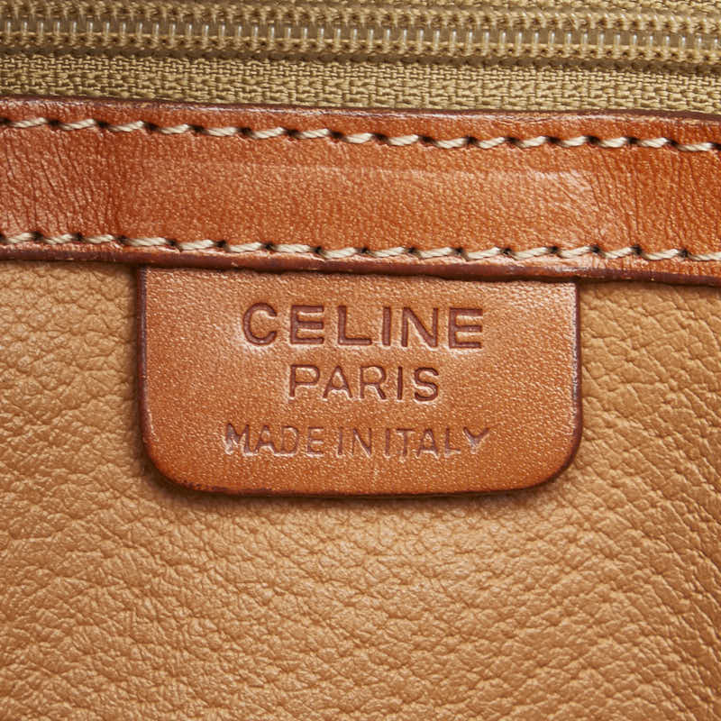 セリーヌ マカダム ハンドバッグ ブラウン PVC レザー レディース CELINE 【中古】
