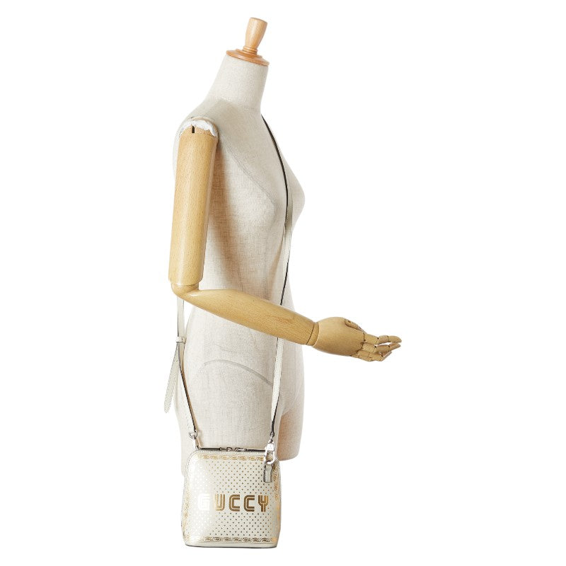 グッチ × SEGA 星 スター モチーフ ショルダーバッグ 511189 ホワイト ゴールド レザー レディース GUCCI 【中古】
