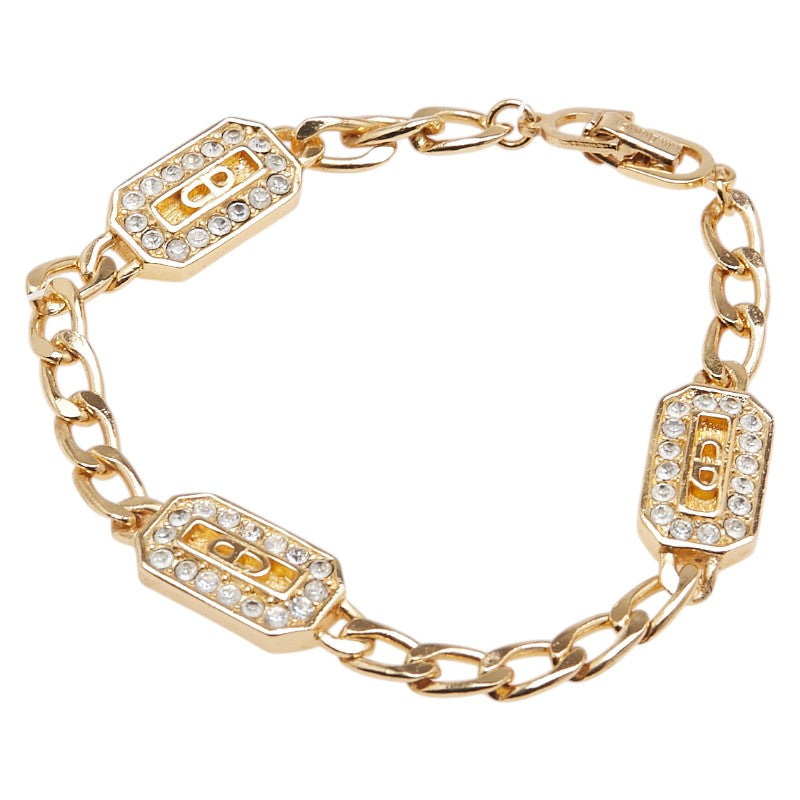 ディオール CDロゴ ラインストーン ブレスレット ゴールド メッキ レディース Dior 【中古】