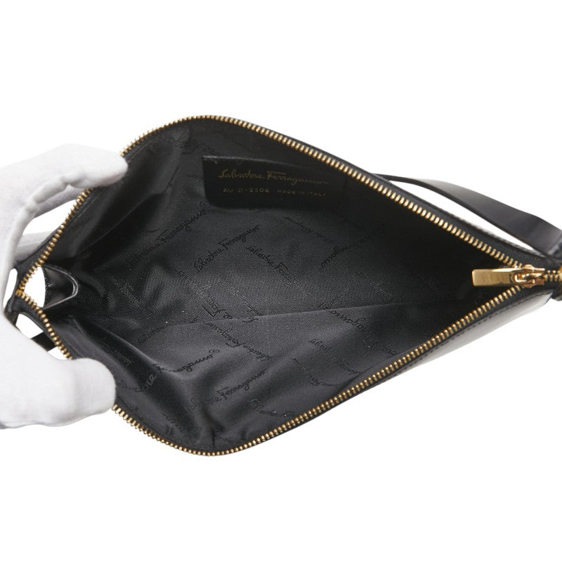 サルヴァトーレフェラガモ ガンチーニ ワンショルダーバッグ ポーチ AU-21-2306 ブラック レザー レディース Salvatore Ferragamo 【中古】