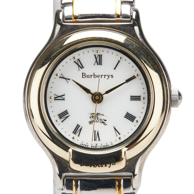 バーバリー 腕時計 GN-4-S クオーツ ホワイト文字盤 ステンレススチール メッキ レディース BURBERRY 【中古】