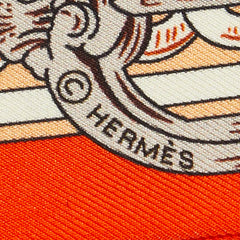 エルメス ツイリー BRIDE DE COUR 法廷の勒 スカーフ オレンジ ベージュ マルチカラー シルク レディース HERMES 【中古】