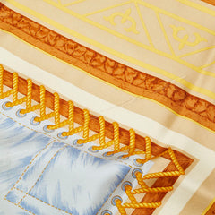 ディオール 船 ヨット モチーフ スカーフ ブラウン ブルー マルチカラー シルク レディース Dior 【中古】