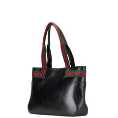 グッチ シェリーライン トートバッグ ハンドバッグ 73983 ブラック レザー レディース GUCCI 【中古】