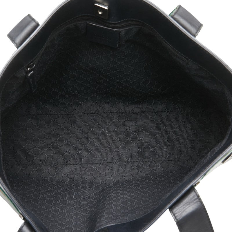 グッチ シェリーライン トートバッグ ハンドバッグ 73983 ブラック レザー レディース GUCCI 【中古】