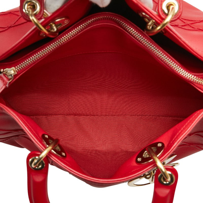 ディオール カナージュ グランヴィル ハンドバッグ レッド レザー レディース Dior 【中古】