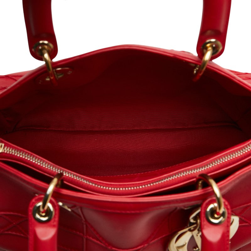 ディオール カナージュ グランヴィル ハンドバッグ レッド レザー レディース Dior 【中古】