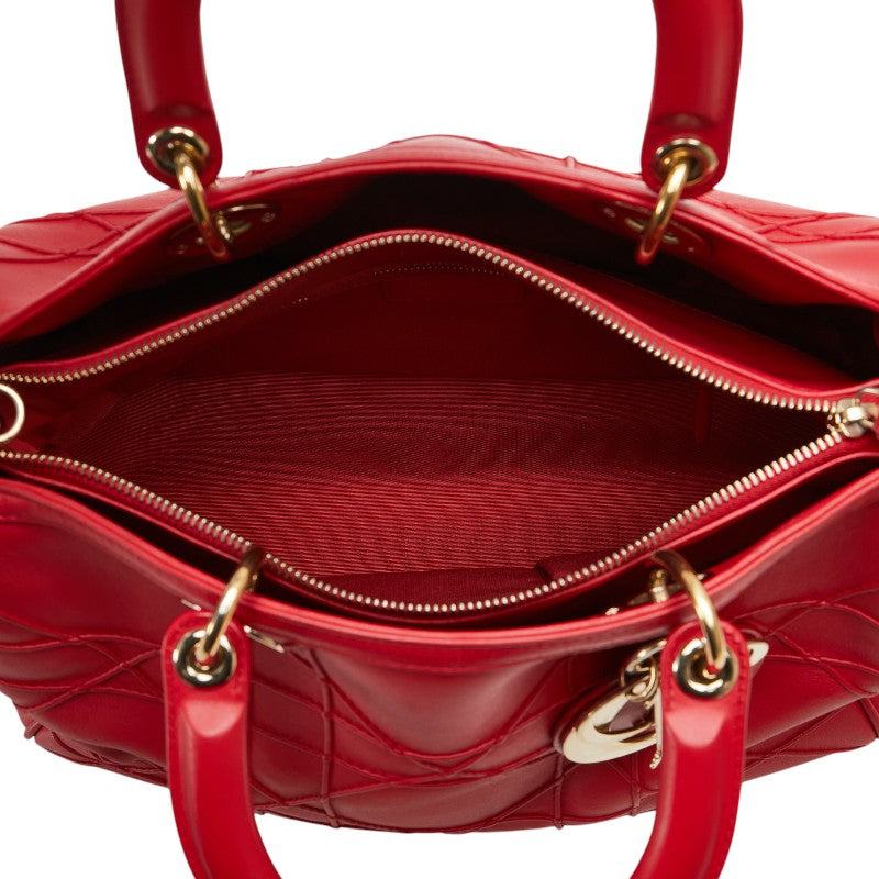 ディオール カナージュ グランヴィル ハンドバッグ レッド レザー レディース Dior 【中古】