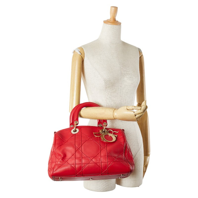 ディオール カナージュ グランヴィル ハンドバッグ レッド レザー レディース Dior 【中古】