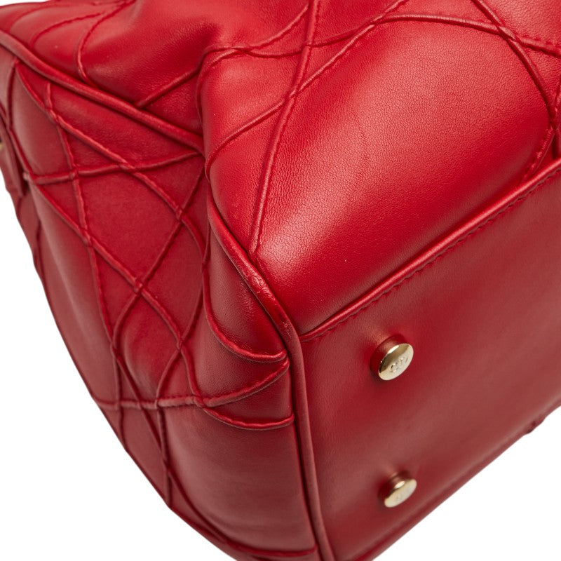 ディオール カナージュ グランヴィル ハンドバッグ レッド レザー レディース Dior 【中古】
