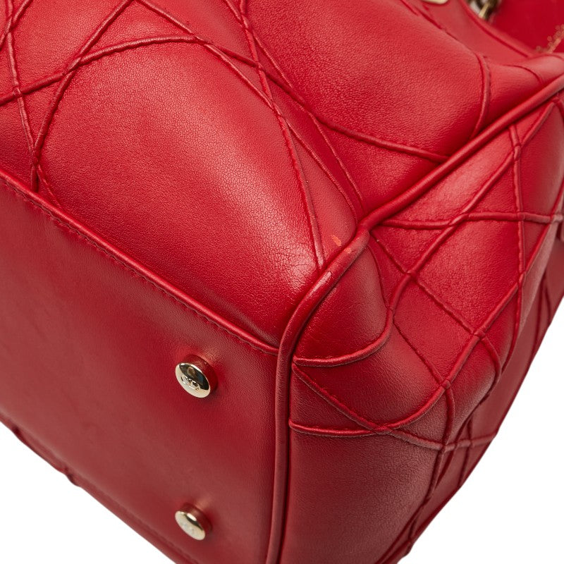 ディオール カナージュ グランヴィル ハンドバッグ レッド レザー レディース Dior 【中古】