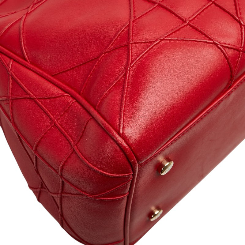 ディオール カナージュ グランヴィル ハンドバッグ レッド レザー レディース Dior 【中古】