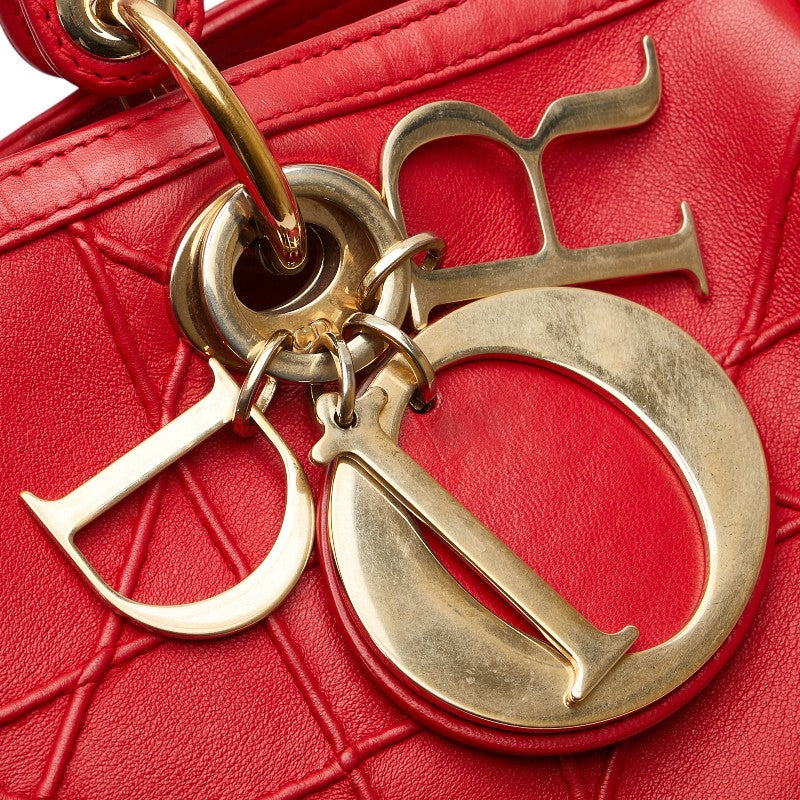 ディオール カナージュ グランヴィル ハンドバッグ レッド レザー レディース Dior 【中古】