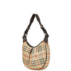 バーバリー ノバチェック ワンショルダーバッグ ハンドバッグ ベージュ ブラウン PVC レザー レディース BURBERRY 【中古】