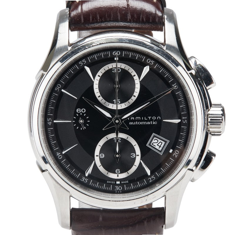 ハミルトン ジャズマスター 腕時計 H326160 自動巻き ブラック文字盤 ステンレススチール レザー メンズ HAMILTON 【中古】