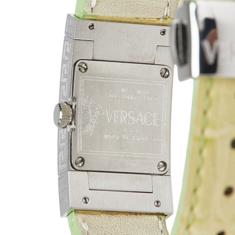 ヴェルサーチェ 腕時計 ASQ99 クオーツ グリーン文字盤 ステンレススチール レザー レディース VERSACE 【中古】
