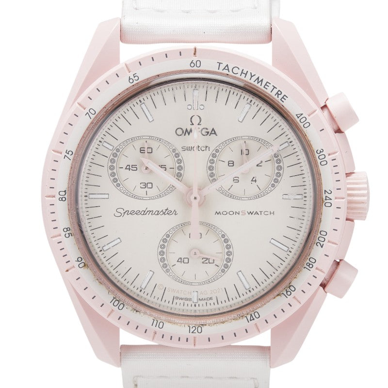 オメガ ×スウォッチ ムーンスウォッチ MISSION TO VENUS 腕時計 SO33P100 クオーツ ホワイト文字盤 セラミック ナイロン メンズ OMEGA 【中古】