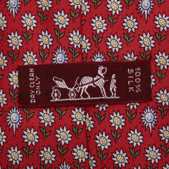 エルメス 花 ひまわり モチーフ ネクタイ レッド マルチカラー シルク メンズ HERMES 【中古】