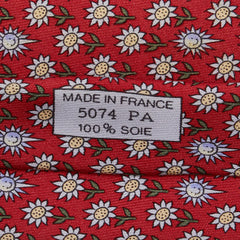 エルメス 花 ひまわり モチーフ ネクタイ レッド マルチカラー シルク メンズ HERMES 【中古】