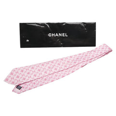 シャネル ココマーク 5 クローバー 四つ葉 モチーフ ネクタイ ピンク シルク メンズ CHANEL 【中古】