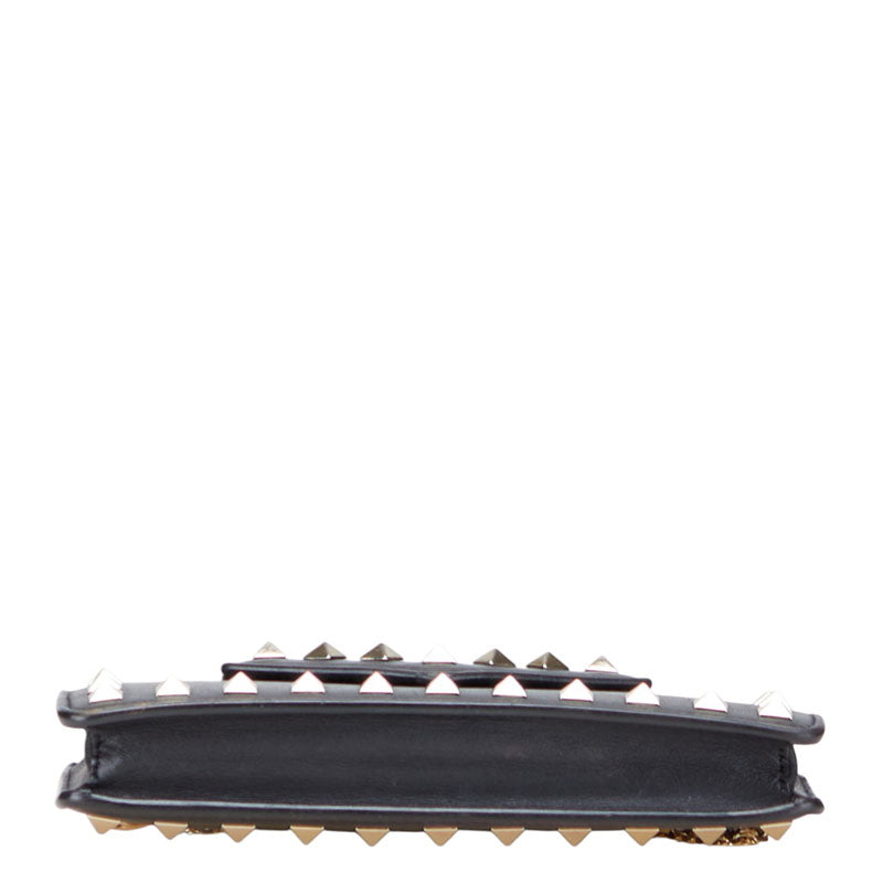 ヴァレンティノ ロックスタッズ チェーン ショルダーバッグ ブラック レザー レディース VALENTINO 【中古】