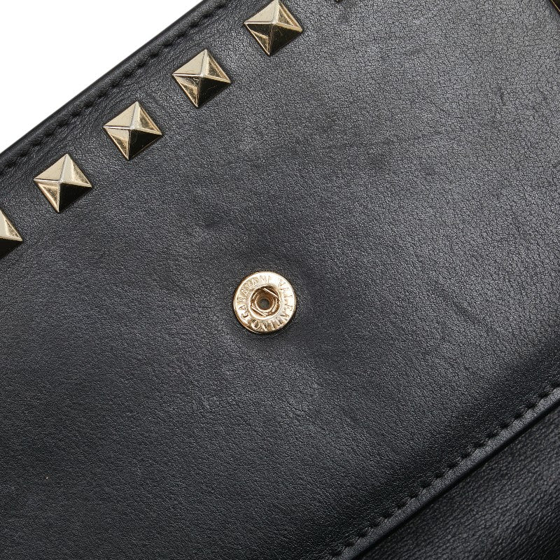 ヴァレンティノ ロックスタッズ チェーン ショルダーバッグ ブラック レザー レディース VALENTINO 【中古】