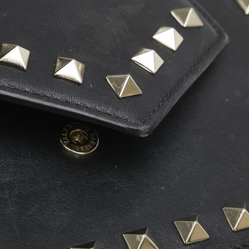 ヴァレンティノ ロックスタッズ チェーン ショルダーバッグ ブラック レザー レディース VALENTINO 【中古】