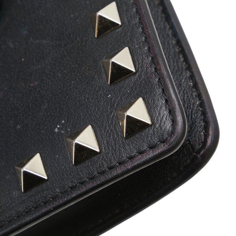 ヴァレンティノ ロックスタッズ チェーン ショルダーバッグ ブラック レザー レディース VALENTINO 【中古】