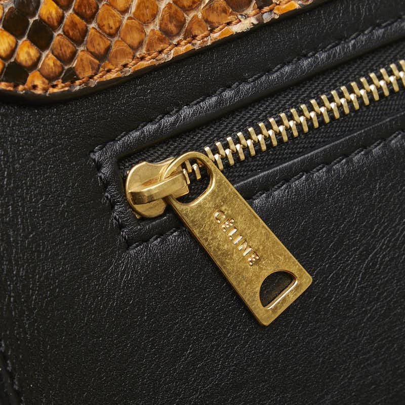 セリーヌ トラペーズ ハンドバッグ ショルダーバッグ 2WAY ブラック ブラウン レザー パイソン レディース CELINE 【中古】