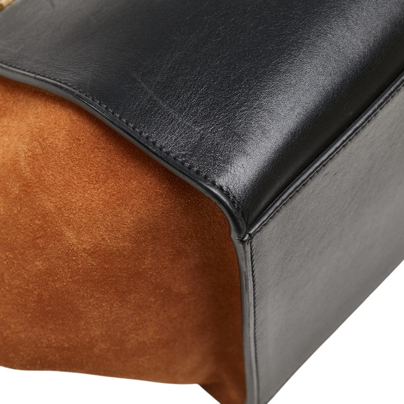 セリーヌ トラペーズ ハンドバッグ ショルダーバッグ 2WAY ブラック ブラウン レザー パイソン レディース CELINE 【中古】