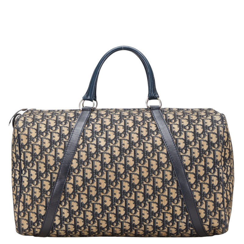 ディオール トロッター ハンドバッグ ミニボストンバッグ ベージュ ネイビー キャンバス レザー レディース Dior 【中古】