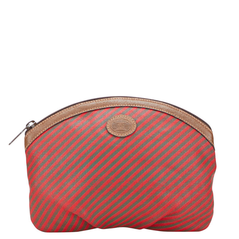 グッチ オールドグッチ ポーチ ブラウン レッド PVC レザー レディース GUCCI 【中古】