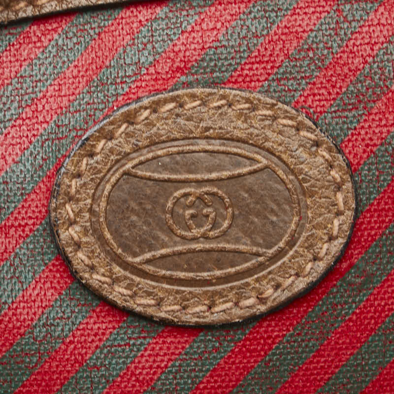 グッチ オールドグッチ ポーチ ブラウン レッド PVC レザー レディース GUCCI 【中古】