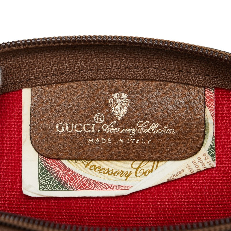 グッチ オールドグッチ ポーチ ブラウン レッド PVC レザー レディース GUCCI 【中古】