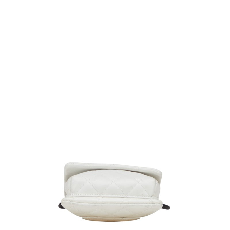 シャネル カンボンライン ココマーク パイソン ショルダーバッグ ポーチ ホワイト ブラック ラムスキン レディース CHANEL 【中古】