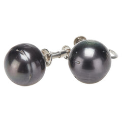 Pt900 プラチナ 黒蝶真珠11.6～12mm イヤリング レディース 【中古】