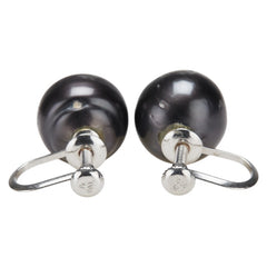 Pt900 プラチナ 黒蝶真珠11.6～12mm イヤリング レディース 【中古】