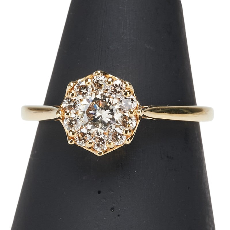 K18YG イエローゴールド ダイヤ0.50ct リング 指輪 レディース 12号 【中古】