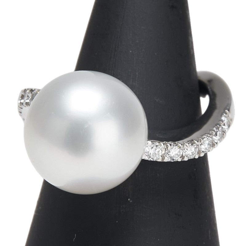 Pt950 プラチナ 白蝶真珠11.5mm ダイヤ0.30ct リング 指輪 レディース 7.5号 【中古】