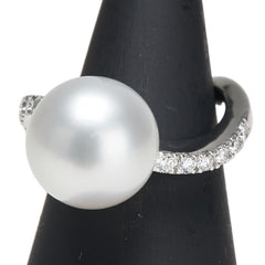 Pt950 プラチナ 白蝶真珠11.5mm ダイヤ0.30ct リング 指輪 レディース 7.5号 【中古】