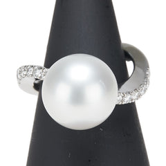 Pt950 プラチナ 白蝶真珠11.5mm ダイヤ0.30ct リング 指輪 レディース 7.5号 【中古】