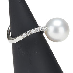 Pt950 プラチナ 白蝶真珠11.5mm ダイヤ0.30ct リング 指輪 レディース 7.5号 【中古】